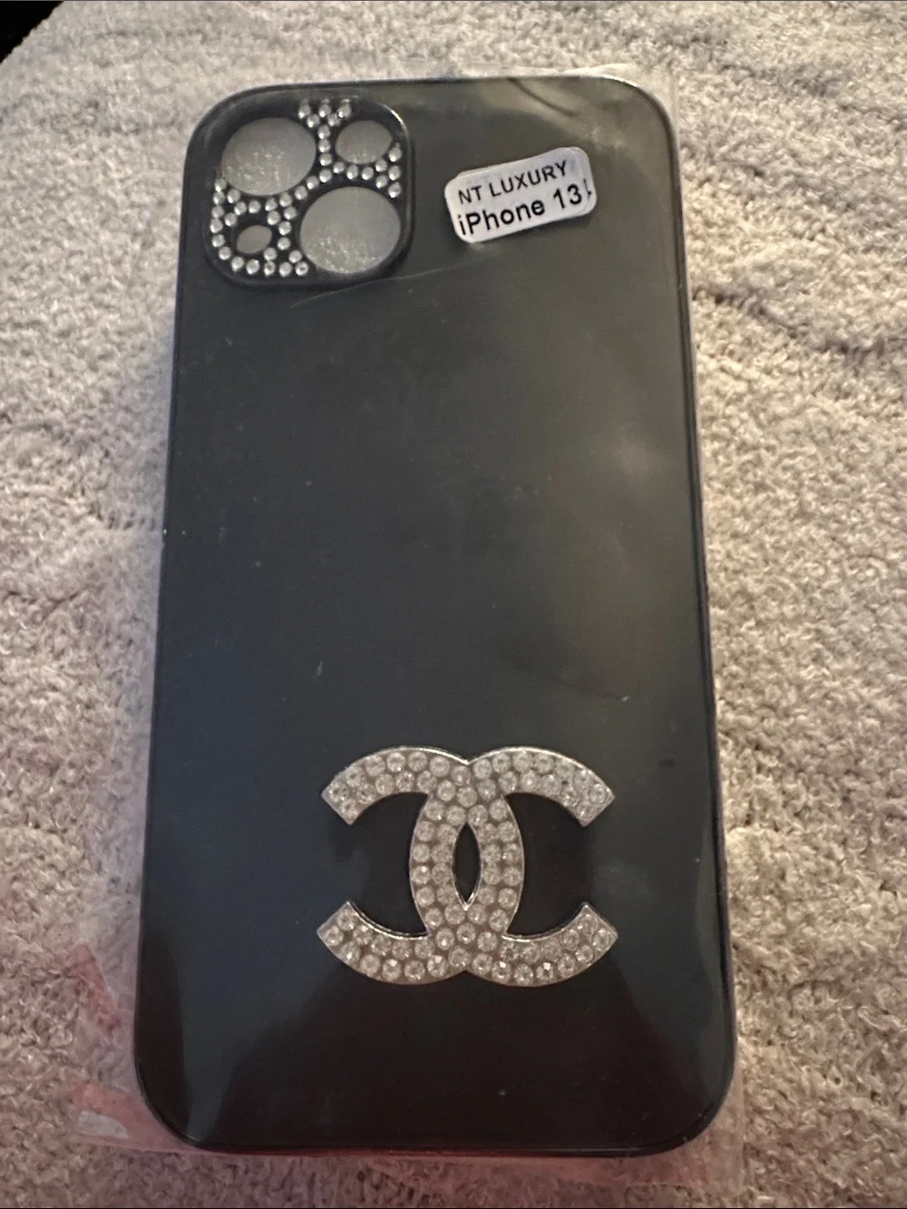 Designer inspired iPhone 13 Crystal-Accent Black Phone Case